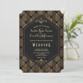 Royal Roaring 20's Gold Black Great Gatsby Wedding Kaart (Staand voorkant)