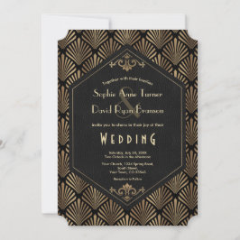 Royal Roaring 20's Gold Black Great Gatsby Wedding Kaart