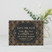 Royal Roaring 20's Gold Black Great Gatsby Wedding Save The Date (Staand voorkant)