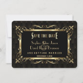 Royal Roaring Twenties Goud Art Deco Save The Date (Voorkant)