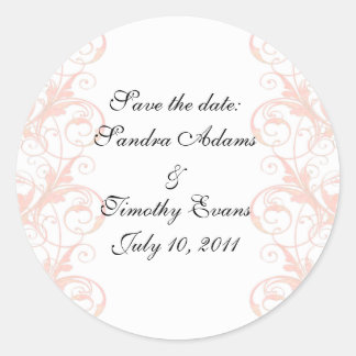 Royal Romance Peachy Roze & Witte Seals/Stickers Ronde Sticker
