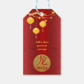 Royal rood goud Chinese Zodiac Maan Nieuwjaar 2024 Cadeaulabel (Achterkant)