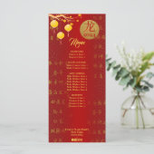 Royal rood goud Chinese Zodiac Maan Nieuwjaar 2024 Menu (Staand voorkant)