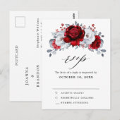 Royal rood wit zilver metallic bruiloft RSVP Briefkaart (Voorkant / Achterkant)