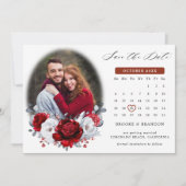 Royal Rood Wit Zilver Metallic Fotokalender Save The Date (Voorkant)