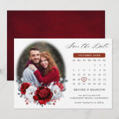 Royal Rood Wit Zilver Metallic Fotokalender Save The Date (Voorkant / Achterkant)