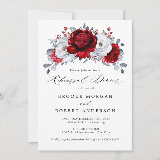 Royal rood wit zilver metallic repetitie diner kaart (Voorkant)