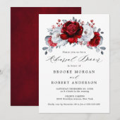 Royal rood wit zilver metallic repetitie diner kaart (Voorkant / Achterkant)