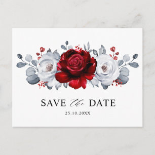 Royal Rood Wit Zilver Metallic Save the date Briefkaart