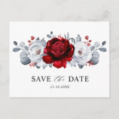 Royal Rood Wit Zilver Metallic Save the date Briefkaart (Voorkant)