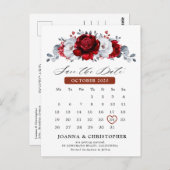 Royal Rood Wit Zilver Metallic Save the Date Briefkaart (Voorkant / Achterkant)
