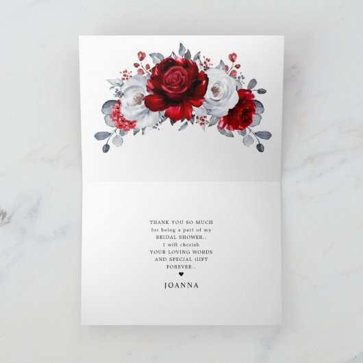 Royal Rood Wit Zilver Metallic Vrijgezellenfeest Bedankkaart (Binnen)