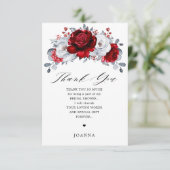 Royal Rood Wit Zilver Metallic Vrijgezellenfeest Bedankkaart (Staand voorkant)