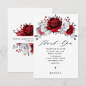 Royal Rood Wit Zilver Metallic Vrijgezellenfeest Bedankkaart (Voorkant / Achterkant)