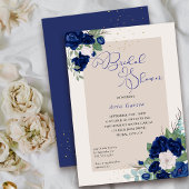 Royal Roos Blue Ivory Floral Vrijgezellenfeest Kaart