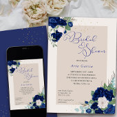 Royal Roos Blue Ivory Floral Vrijgezellenfeest Kaart