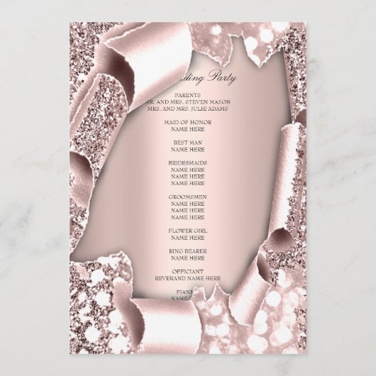 Royal Roos Blush Pink Lijst 3D Programmakaart (Achterkant)