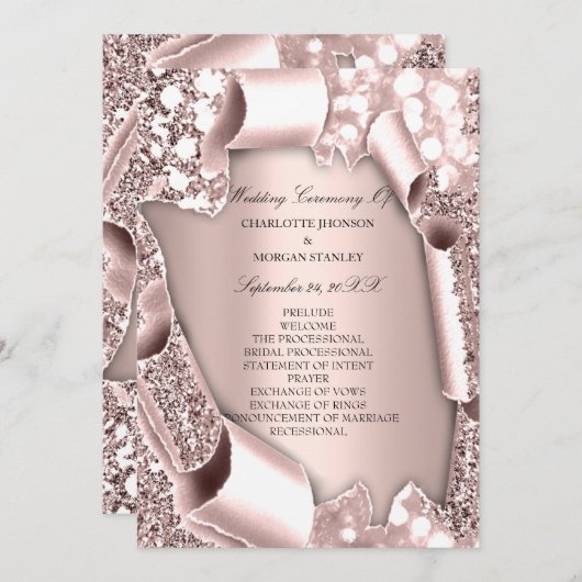 Royal Roos Blush Pink Lijst 3D Programmakaart (Voorkant / Achterkant)