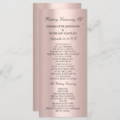 Royal Roos Blush Pink Minimalism Wedding Program Programmakaart (Voorkant / Achterkant)