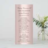 Royal Roos Blush Pink Minimalism Wedding Program Programmakaart (Staand voorkant)