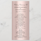 Royal Roos Blush Pink Minimalism Wedding Program Programmakaart (Voorkant)