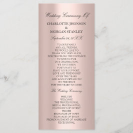 Royal Roos Blush Pink Minimalism Wedding Program Programmakaart