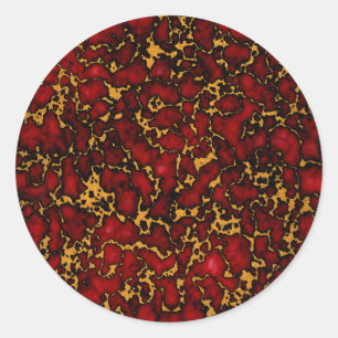 Royal Ruby Red en Gold Marble Texture Design Ronde Sticker