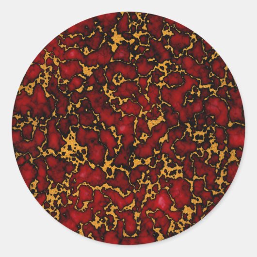 Royal Ruby Red en Gold Marble Texture Design Ronde Sticker (Voorkant)
