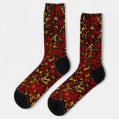 Royal Ruby Red en Gold Marble Texture Design Sokken (Links)