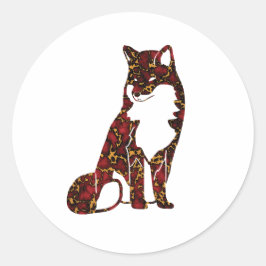 Royal Ruby Red en Gold Marble Textuur op vos Ronde Sticker