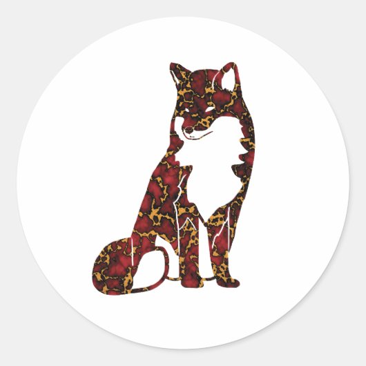 Royal Ruby Red en Gold Marble Textuur op vos Ronde Sticker (Voorkant)