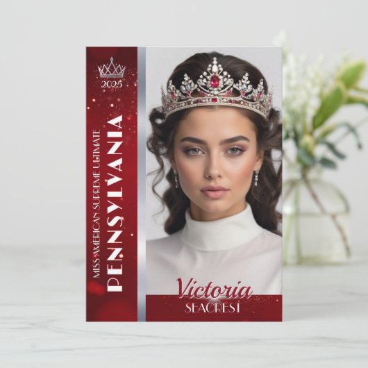 Royal Ruby Shimmer Pageant Autograph Photo Card Kaart (Staand voorkant)