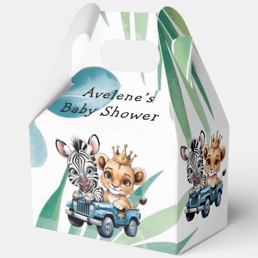 Royal Safari Ride Boy Baby shower Gift Bedankdoosjes (Achterkant)