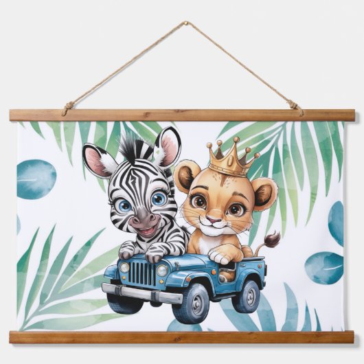 Royal Safari Ride Boy Baby shower Gift Hangend Wandkleed (Voorkant)