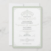 Royal Sage Green Vintage Retro Wedding Kaart (Voorkant)