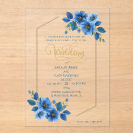 Royal Sapphire Floral Acrylic Wedding Invitation Acryl Uitnodigingen