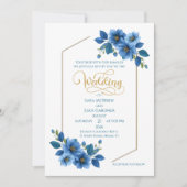 Royal Sapphire Floral Wedding Invitation Kaart (Voorkant)