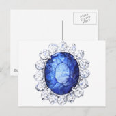 Royal Sapphire Original Waterverf Briefkaart (Voorkant / Achterkant)
