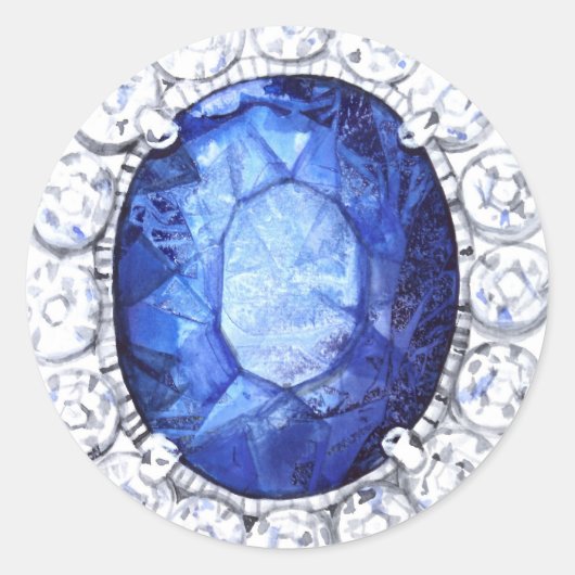 Royal Sapphire Original Waterverf Ronde Sticker (Voorkant)