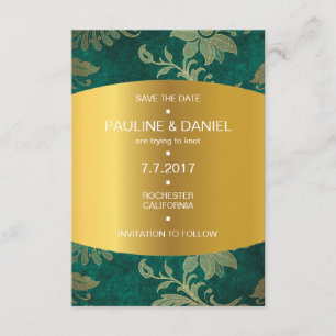 Royal Save the Date Golden Green Velvet Vip