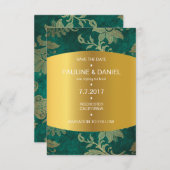 Royal Save the Date Golden Green Velvet Vip (Voorkant / Achterkant)