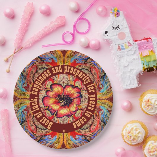 Royal Scarlet Red Flower en jouw tekst Papieren Bordje (Feest)