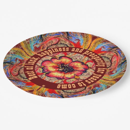 Royal Scarlet Red Flower en jouw tekst Papieren Bordje (Gekanteld)