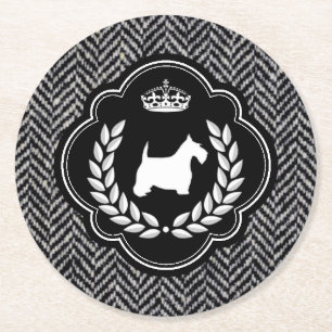 Royal Scottie Herringbone Ronde Kartonnen Onderzetter