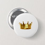 Royal Shining Golden Crown for King of Queen Ronde Button 5,7 Cm (Voorkant /achterkant)