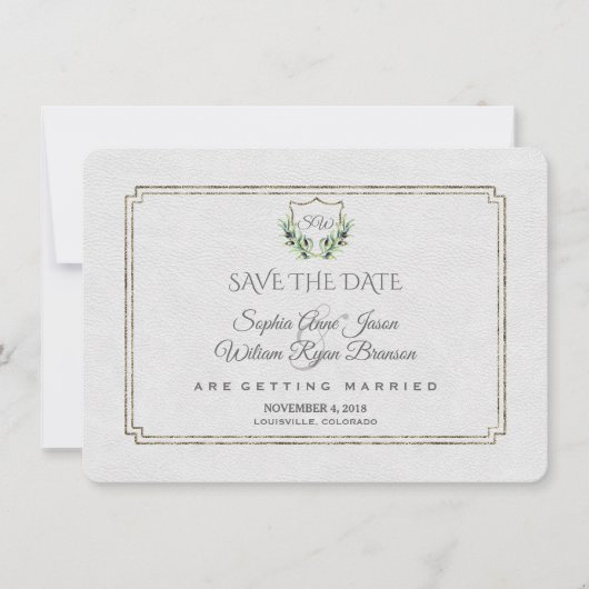 Royal Silver Crest Lush Greenery sparen de datum Save The Date (Voorkant)