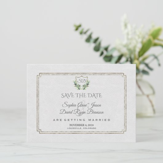 Royal Silver Crest Weelderig Groen Save The Date (Staand voorkant)