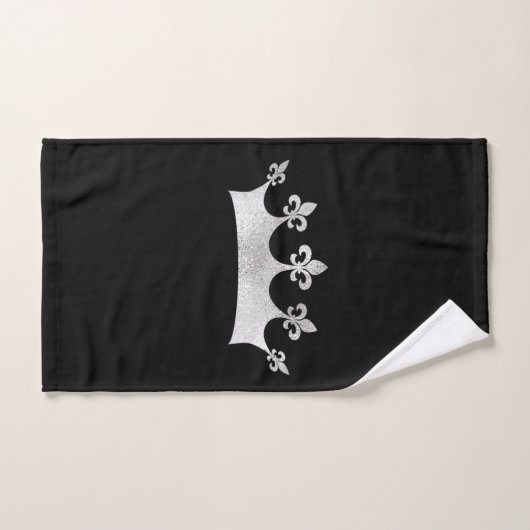 Royal Silver Crown on Black Handdoek (Handdoek)
