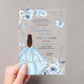 Royal Silver Light Blue Princess Quinceañera Acryl Uitnodigingen (Insitu (Draagbaar))