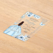 Royal Silver Light Blue Princess Quinceañera Acryl Uitnodigingen (Laagn)